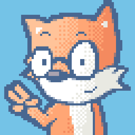 A pixel art fox in the style of Sonic